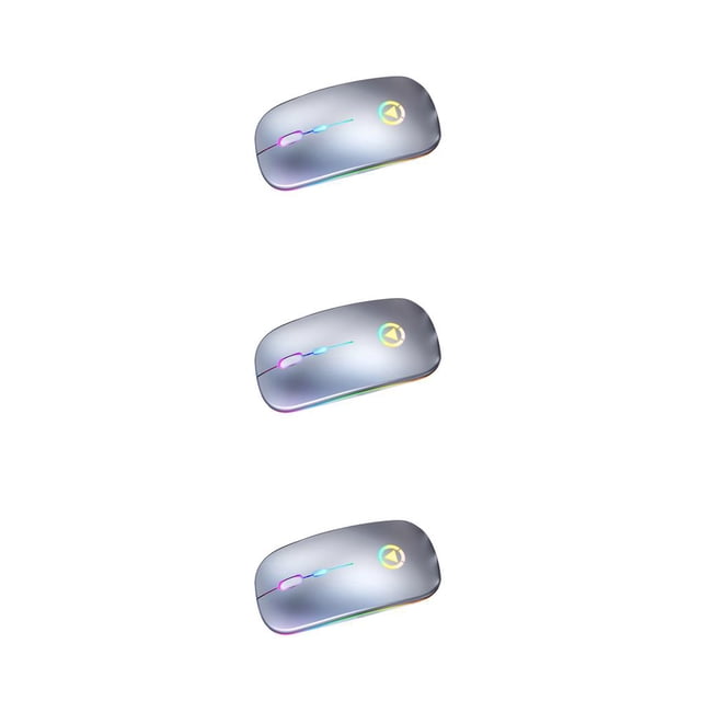 pitrice Souris Optique Sans Fil Rechargeable 2.4GHz Rétroéclairée RGB USB pour Ordinateur Portable Gris Métal 3Ensemble
