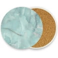 thumbnail image 5 of GZHJMY Printed Round Aqua Color Marble Texture Ceramic Coasters with Cork-Backed for Coffee Drink Cup Mat Absorbent Stone Coaster, 1 Pack, 5 of 5