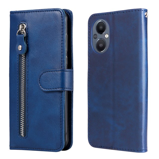 Case for OnePlus NORD N20 5G Zipper Pocket Wallet Leather Case Magnetic Closure Flip Cover - Blue
