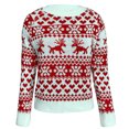 thumbnail image 6 of symoid Womens Pullover Sweaters- Christmas Casual Drop Shoulder Pullover Floral Knit Long Sleeve Crew Neck Sweatshirts Tops ,for Autumn/Spring/Winter White L, 6 of 7
