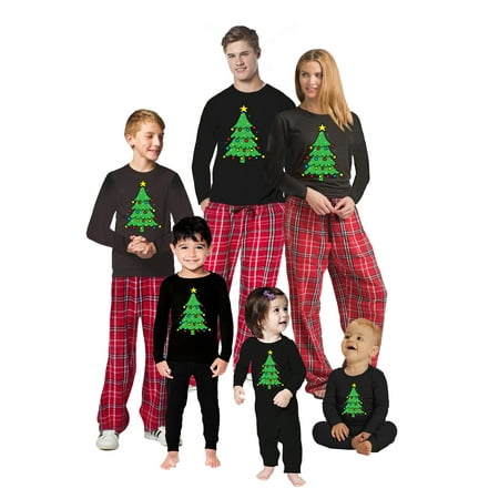 

Christmas Family Pajamas Set Green Red Holiday Tree Matching Sleepwear Men Women Kids Baby Family Sleepwear