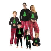 Christmas Family Pajamas Set Green Red Holiday Tree Matching Sleepwear Men Women Kids Baby Family Sleepwear