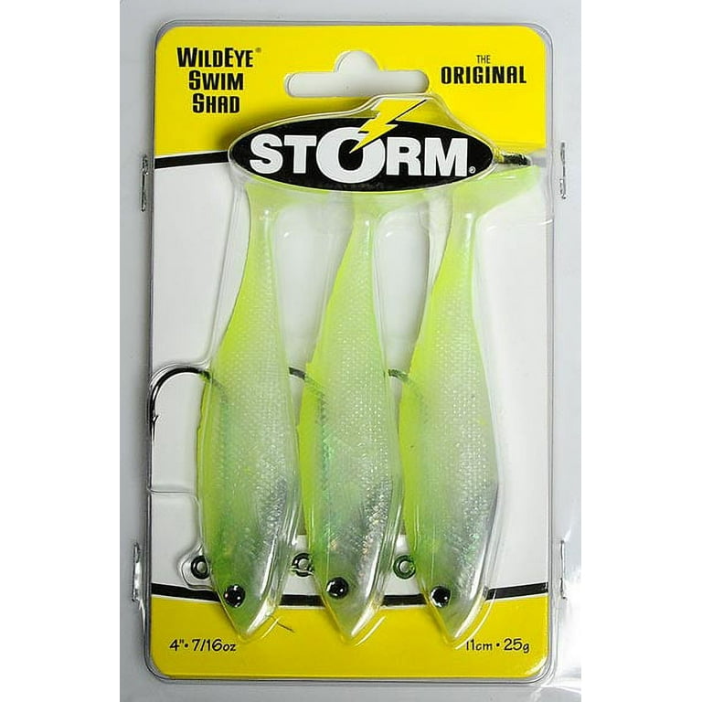 Storm WildEye Swim Shad Shiner Chartreuse Silver; 4 in.
