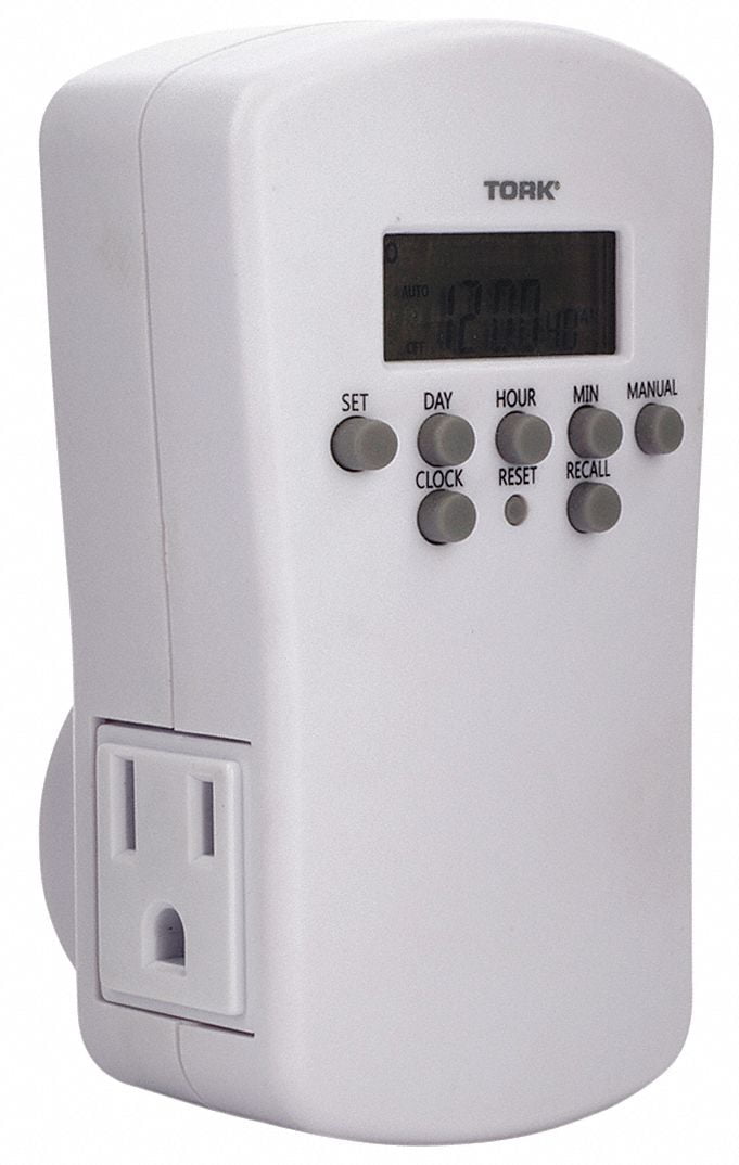 Tork Plug In Timer, White, Min. Time Setting 1 min., Max. Time Setting