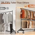 thumbnail image 3 of HOKEEPER 550lb Load Commercial Industrial Grade Heavy Duty Z-Base Garment Rack with Add-On Clothes Hanging Bar, Height Adjustable Clothing Rack Black, 3 of 8