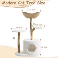 thumbnail image 4 of 43" Modern Wood Cat Tree Tower for Large Cats | Luxury Solid Pear Wood Condo Pet Cat Tower with Platforms, Scratching Posts & All-Season Mats, Aesthetic Cat Furniture, 2 Branch, 4 of 9