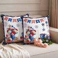 thumbnail image 2 of Independence Day Pillow Covers 2 Pack Retro Red Blue USA Flag Floral Star Pillowcase Waterproof Outdoor Throw Pillow Cover for Patio Garden Square Cushion 20”x20”, 2 of 9