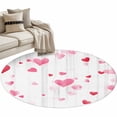 thumbnail image 2 of Round Area Rug 3ft, Valentine's Day Pink Love on White Non-Shedding Washable Area Rug, Romance Dream Non Slip Low-Profile Circle Rugs for Living Room, Bedroom Dining Room, 2 of 9