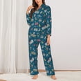 thumbnail image 2 of Lsque Vintage Tape Players And Skates Pattern Long Sleeve Pajama Set for Women - Soft 2-Piece Sleepwear and Loungewear Set with Pockets, Comfy Nightwear-Medium, 2 of 7