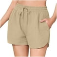 thumbnail image 1 of FNFYFH Clearance Ladies Sport Loose Fit Solid Summer Workout Shorts Moisture Wicking Running Shorts，Beige, 1 of 7