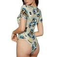 thumbnail image 3 of The Xecao Animals Driving Police Car Women's Crew Neck Body Suit, a short-sleeved bodysuit and basic swimsuit, both comfort and style for dating and daily life, 3 of 9