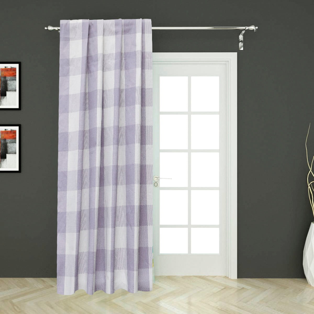 Fabric Mart Direct Light Purple, Ivory Cotton Fabric By The Yard, 55 inches or 140 cm width, 10 Continuous Yards Ivory Cotton Fabric, Gingham Checks, Upholstery Drapery Shower Curtain Wholesale Fabric