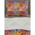 thumbnail image 3 of Vintage Tribal Comforter & Sham Bedding Set, Vivid Geometric Ornament with Petals Motif in Psychedelic Colors, 3 pcs Duvet Set Microfiber Filling Quilt, 5 Sizes, Multicolor, by Ambesonne, 3 of 4