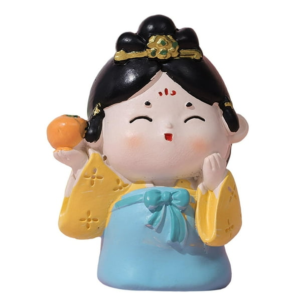 Figura de niña linda, estatua de escritorio, decoración de estilo chino, adorno Tang en miniatura Estilo D