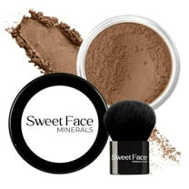 2pc FOUNDATION with KABUKI BRUSH Mineral Makeup (COCOA) Matte Loose Powder Bare Face Cosmetics Full Coverage Long Lasting All Skin Types SPF 18
