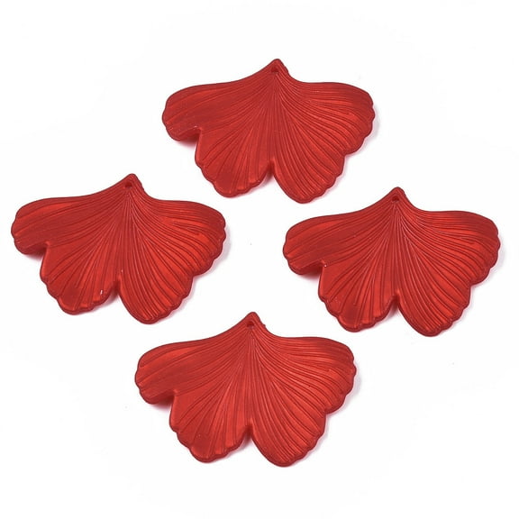 20pcs Rubberized style Opaque Acrylic Pendants Ginkgo Leaf Dark Red 33.3x44.9x4mm Hole: 1.5mm