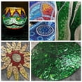 thumbnail image 3 of Candelabro de Tiffany para iglesia, hecho a mano, con mosaico de mica triangular de 1 kg, vitral, 3 of 6