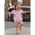 thumbnail image 4 of BemeyourBBs Newborn Baby Girl Summer Clothes Infant Baby Girl Mama's Girl Daddy's Girl Outfit Striped Bubble Romper Letter Heart Flower Embroidery Front Bows Ruffled Short Sleeve Bodysuit Jumpsuit, 4 of 9