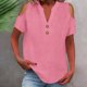 thumbnail image 2 of Loose Off The Shoulder Tops For Women Color Sólido Cuello en V Linen Feel Camiseta de Manga Corta, Tops de Lino para Mujeres Loose Fit Verano, 2 of 9