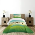thumbnail image 4 of Ambesonne Birthday Quilted Bedspread Set 2 Pcs, Sincere Greeting Blur, Twin Size, Turquoise Green Yellow, 4 of 5