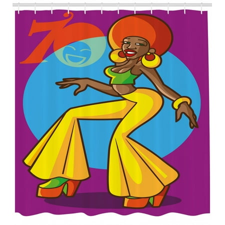 70s Party Shower Curtain African American Woman Dancing At The 70s Party Shower Curtain African