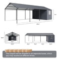 thumbnail image 2 of MOALCOFER 12x25 FT Metal Carport with Storage Shed, Heavy Duty All-Weather Car Shelter with Lockable Side Shed, Outdoor Garage for Vehicles & Equipment, Grey, 2 of 9