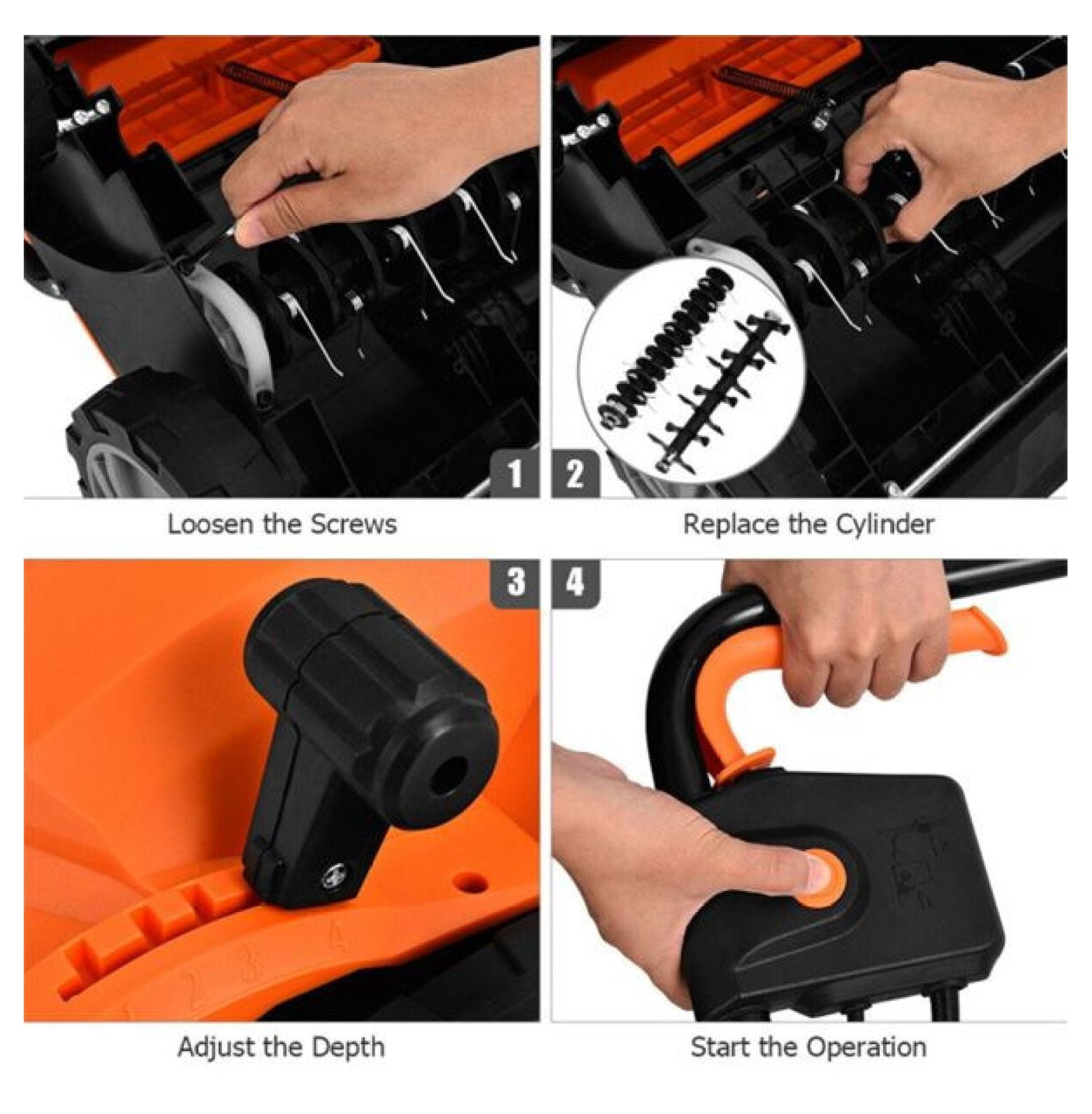 13" Electric Lawn Dethatcher w/ Collection Bag and Removable Blades -Orange