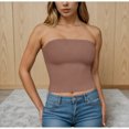 thumbnail image 2 of Frostluinai Women's Tube Tops Strapless Bandeau Off Shoulder Slim Fit Summer Going Out Tank Top Solid Y2K Crop Tanks for Summer, 2 of 6
