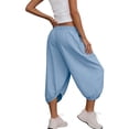 thumbnail image 4 of cfhntfmh Womens Wide Leg Capris Yoga Pants Croppedped Workout Baggy Pants Oversized Athletic Gym Pant with Pockets Vacation Outfits, 4 of 7