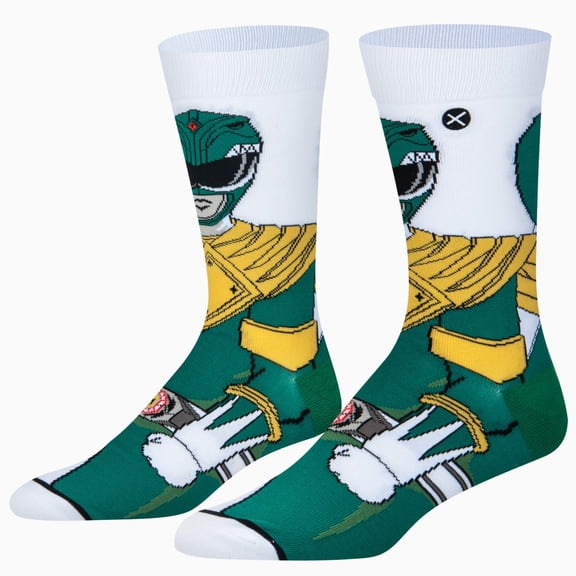 ODD SOX Mighty Morphin Power Rangers Green Ranger Crew Socks Large Sizes for Men, Women & Kids –