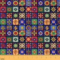 Homewish Western Tribal Damask Fabric by the Yard 2 Yards for Adult, Bohemian Flower Floral Sewing Fabric, Hippie Mandala Patchwork Fabric for Sewing, Microfiber Bedroom Decor