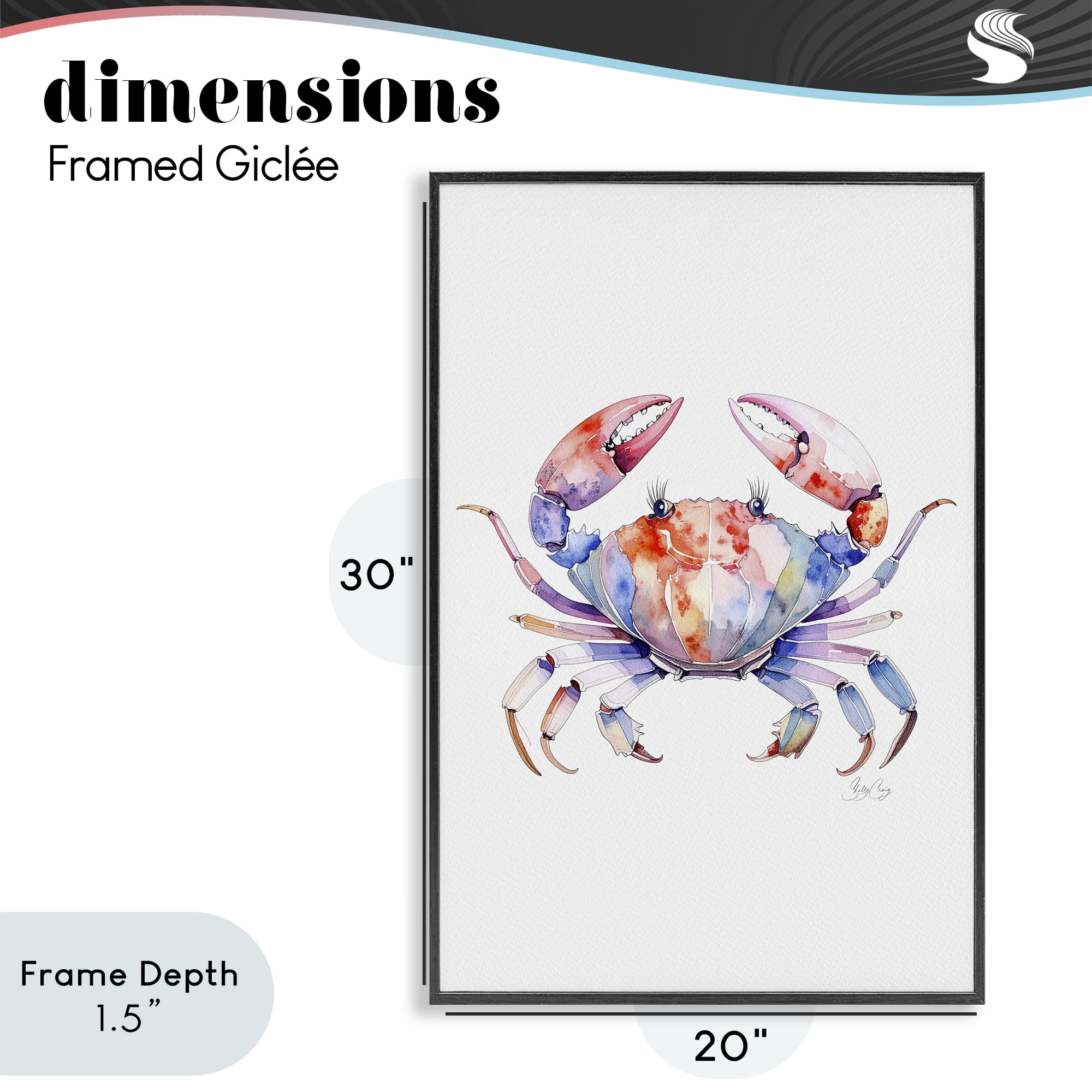 Stupell Industries Tide Dancer Crab Black Framed Giclee Art, design by Shelly Craig