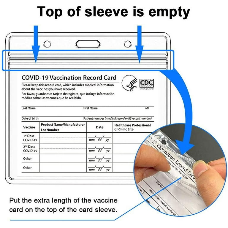 CDC Vaccination Card Protector, 4X3 inch 5pack with Lanyard, Clear Vinyl Plastic  Sleeve with Waterproof Type Resealable Zip - Walmart.com