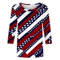 thumbnail image 2 of AKOEE Womens 3/4 Sleeve Tops July 4th Shirts USA-Flag Stars Striped Print Patriotic T-shirts Summer Plus Size (M, Red), 2 of 5