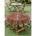 thumbnail image 4 of Outdoor Tablecloth with Umbrella Hole for Patio/Picnic/Party/Camping, Brown Flowers Branch Waterproof Table Cloth Round Cover Washable, Spring Summer Farmhouse Botanical (Dia 54"), 4 of 8