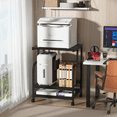 thumbnail image 6 of Leyaoyao Large Printer Stand with Storage Drawer,3-Tier Rolling Cart with Industrial Wheels for Desk, Mobile Printer Table for Office, Black, 6 of 8