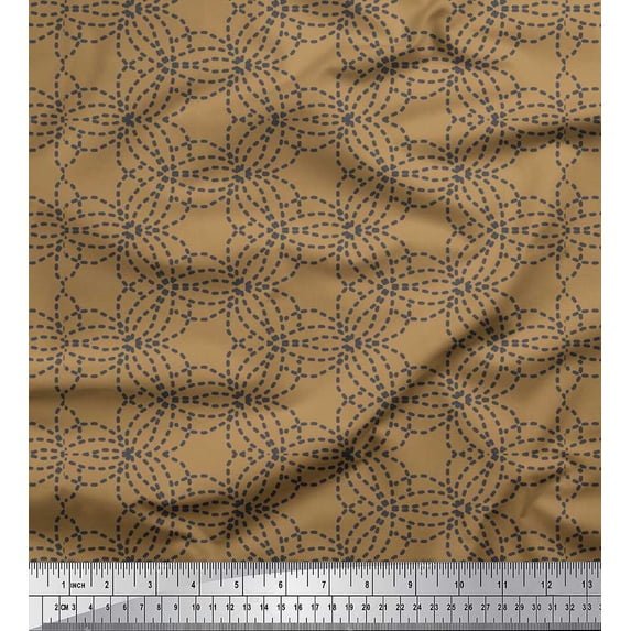 Soimoi Brown polyester Crepe Fabric Brush Stroke Abstract Fabric Prints By Yard 42 Inch Wide