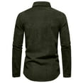 thumbnail image 4 of WTOBBY Men's Fall Flannel Shirt Corduroy Striped Long Sleeve Lapel Collar Button Front Pocket Casual Loose Fit Workwear Thermal Comfort Top,Army Green L, 4 of 4