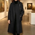 thumbnail image 2 of Levmjia Women's Plus Size Longline Wool Look Coat Single Breasted Notched Lapel Pocket Casual Loose Fit Winter Jacket, 2 of 7