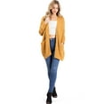 thumbnail image 4 of Lana Roux Women's Juniors Popcorn Fuzzy Eyelash Knit Cardigan (Mustard, Medium-Large), 4 of 4