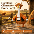thumbnail image 4 of RUINIXCW Highland Cow Porch Goose Outfit for 23 inch Cement Plastic Garden Holiday Porch Goose Statue Goose Clothes Fall Winter Plush Cow Outfit with Horn Farm Yard Patio Lawn Art Decor (No Goose), 4 of 10