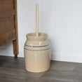 thumbnail image 3 of Butter Churn - Hand-Turned Stoneware Dasher-Style Churn, Natural Stone Color with Blue Stripes, 3 Gallon, 3 of 6
