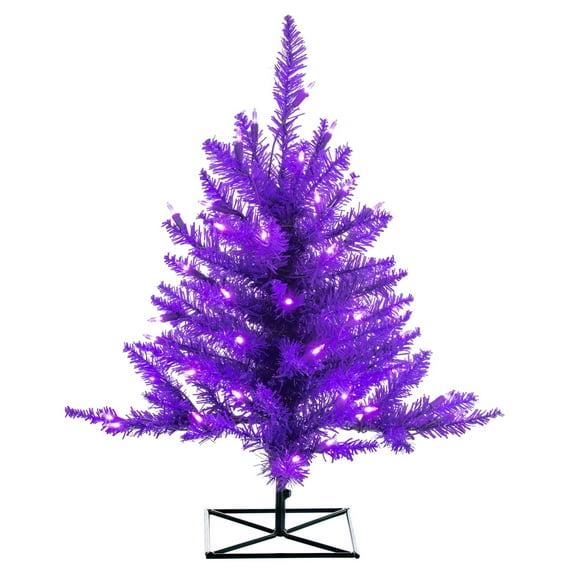 Vickerman 3' Purple Fir Artificial Christmas Tree, Purple Dura-lit LED Lights