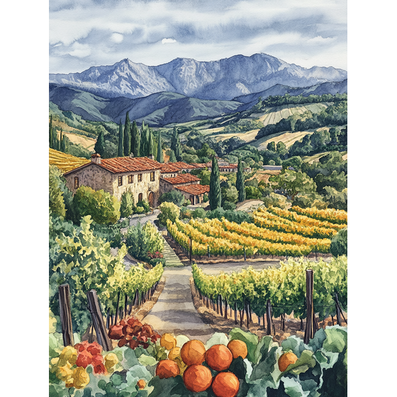 Tuscan Vineyard Landscape Wall Art/Canvas Print， Perfect for Living Room， Bedroom， Kitchen， Dining Room， and Office Decoration.