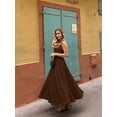 thumbnail image 4 of Brown Square Neck Spaghetti Strap A-Line Maxi Dress For Evening Party Wedding Spring Summer, 4 of 8