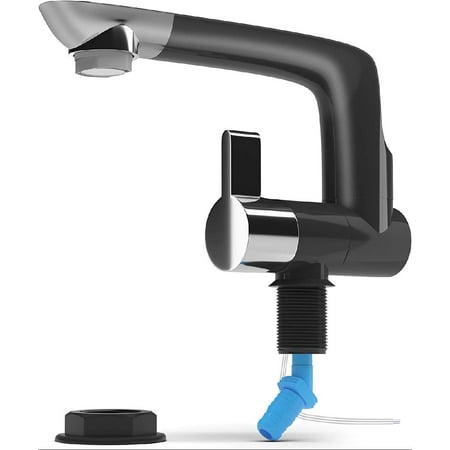 

12V Electric Water Faucet Tap with Switch | Ideal for Kitchen Sink and as Pump Connection in RV Trailer Campervan or Boat (Up to 1.5 BAR) | Rotatable spout Perfect for Laundry Outdoor bar (Black)