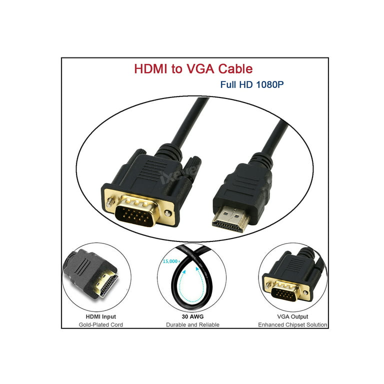  NewBEP HDMI to VGA Adapter Cable, 6ft/1.8m Gold-Plated