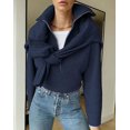 thumbnail image 2 of FreshPretty Women’s Casual Long Sleeve Half Zip Pullover Sweaters Solid V Neck Collar Ribbed Knitted Loose Slouchy Jumper Tops, 2 of 7