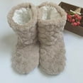 thumbnail image 3 of Home Slippers Non-slip Jacquard Technology Furry Calf Length Thickening Keep Warm Adult Mid-Tube Winter Plush Slippers for Indoor,Pink, 3 of 9