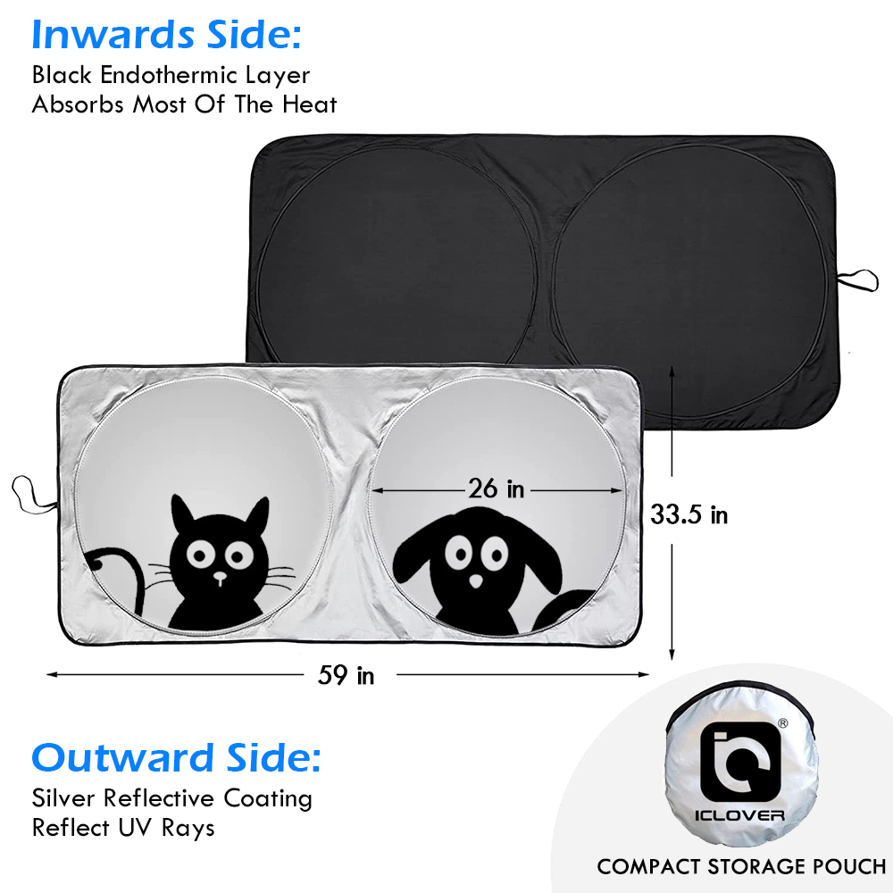 iClover Car Windshield Sun Shade, 59" x 33", Pet Design photo 5